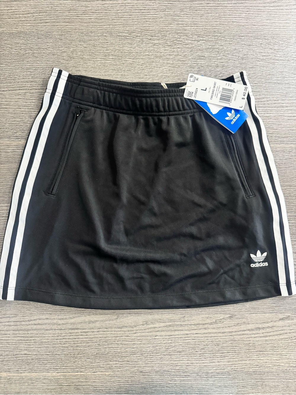 Adidas Originals Firebird Skirt Youth Girls Size Large Zip Pockets Black